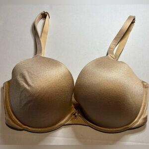 Cacique Beige Intuition Lightly Lined‎ Uplift Plunge Bra 36DDD.